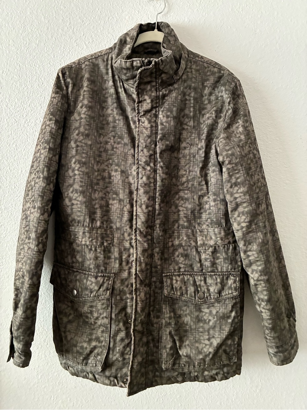 SKATEBOARD PARK Men’s Gray Camo Military Quilted Lined Full Zip Jacket Size M